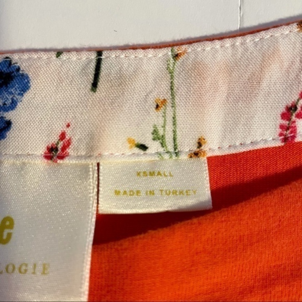 Anthropologie Meave Orange Striped Button Side Top - Picture 6 of 15